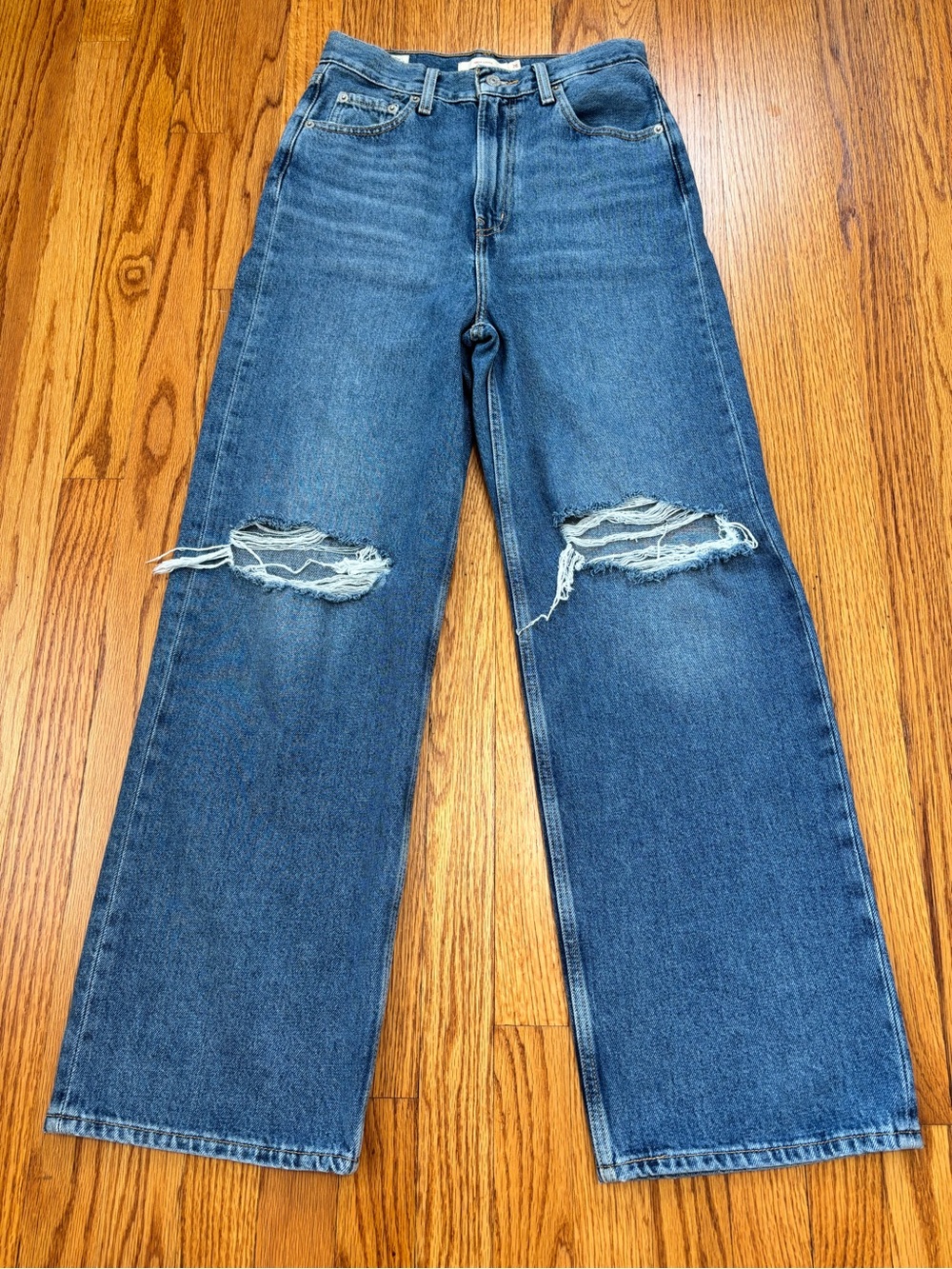 Levi’s Premium Big E High Loose Distressed Chewed Up Blowout Knees Wide Leg Jean - Picture 13 of 16